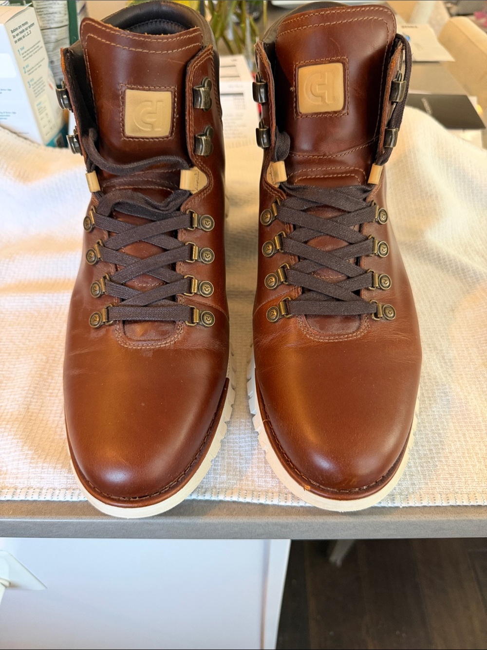 Cole Haan Brown Leather Lace-Up Men's Boots